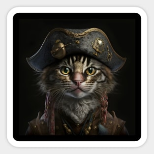 Pirate Cat in Uniform Sticker